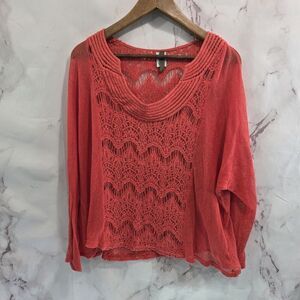 XCVI Top Womens Small Pink Knit Embroidered Cover Up Boho Hippie